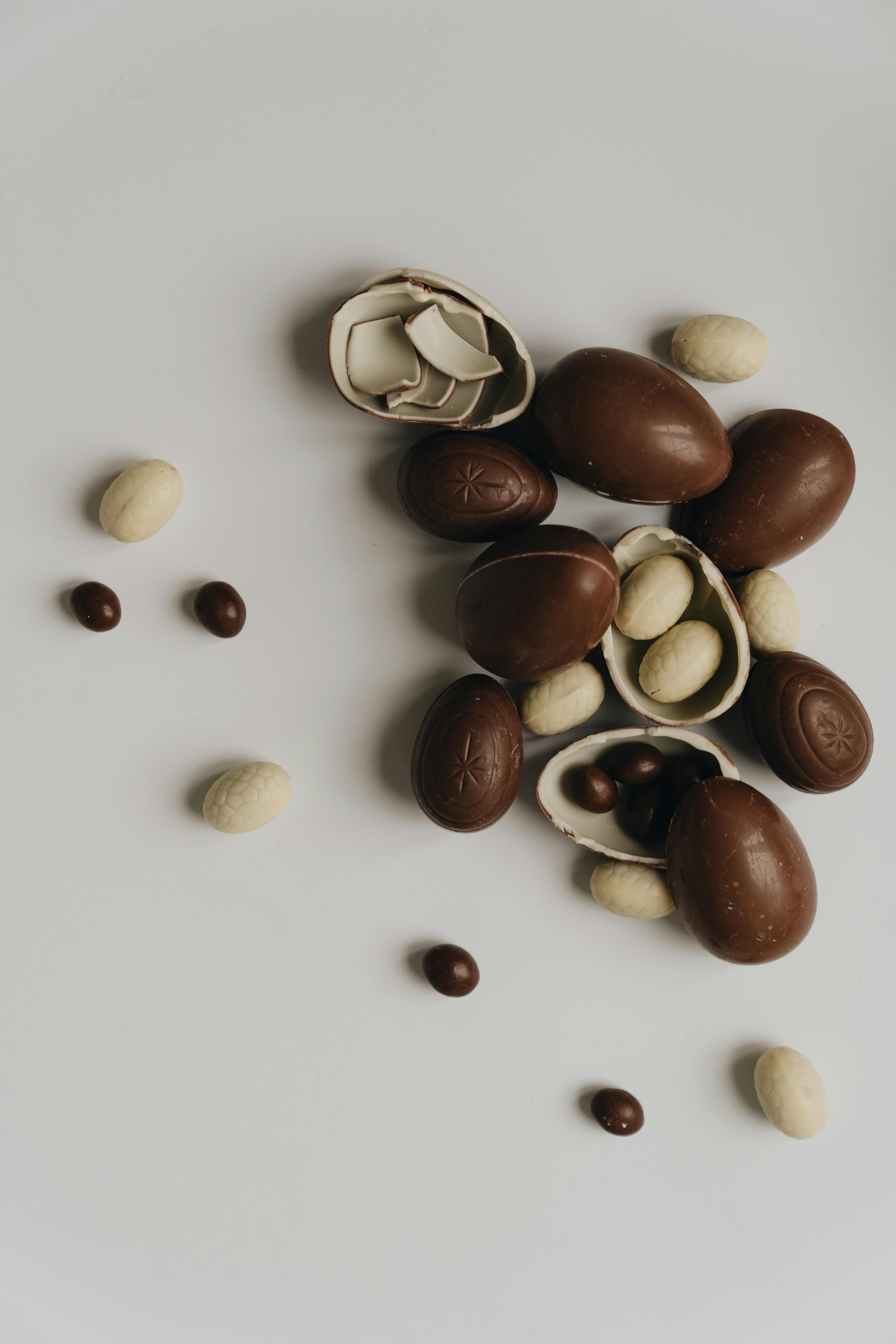 Plain egg-shaped chocolates